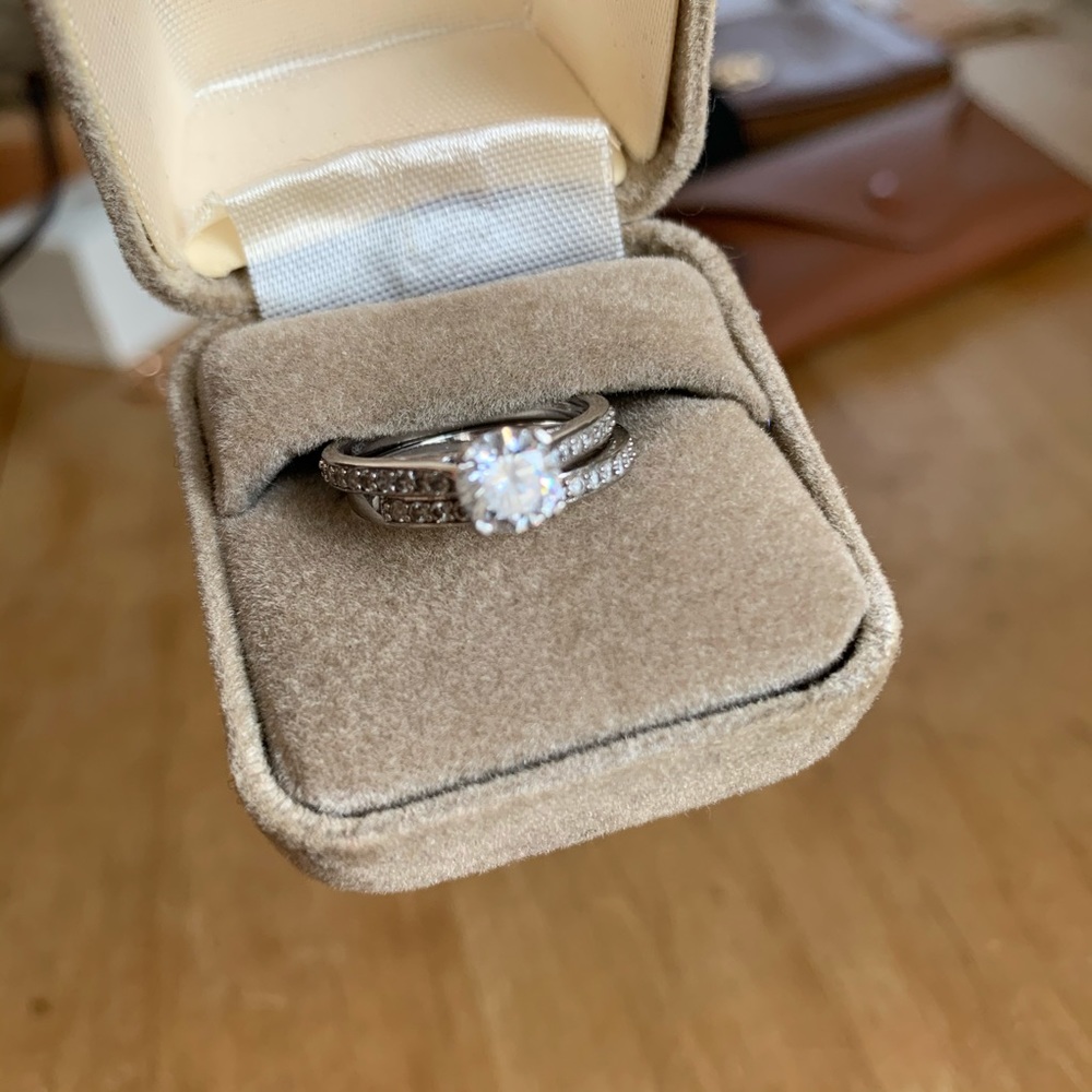 CZ sterling silver wedding rings